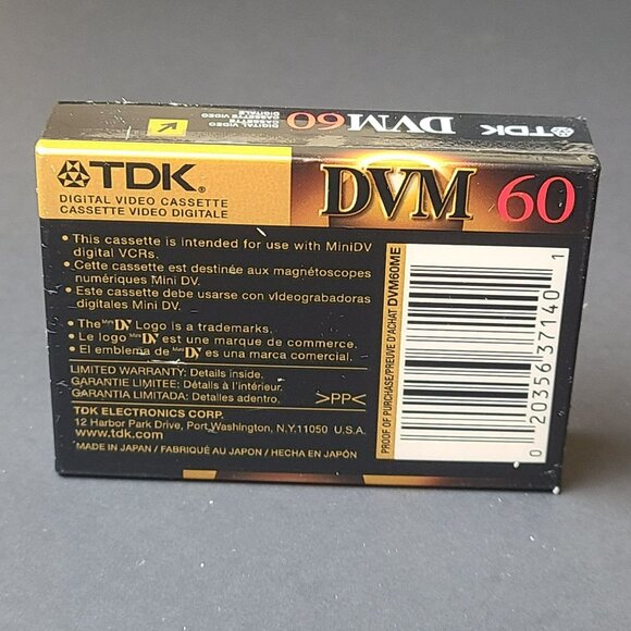 Single (1) TDK DVM 60 Mini DV Digital Video Cassette Tape 60/SP 90/LP New Sealed - Picture 2 of 3